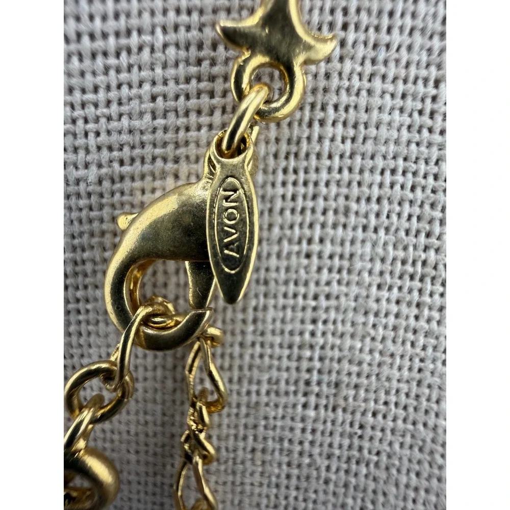 Avon Necklace Gold Tone Rhinestone Y-Drop Adjustable 17